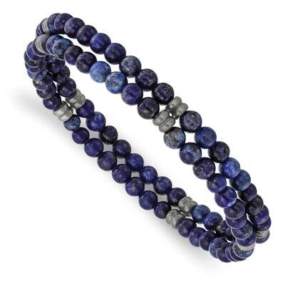 Antique Bronze-Plated Lapis Stretch Bracelet Stainless Steel Brushed SRB2952, MPN: SRB2952, 1911018…