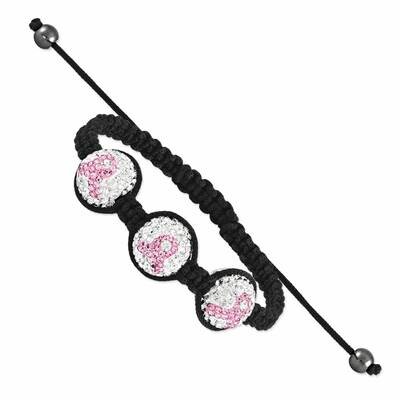 Macrame with 3 Crystal Awareness &amp; Hematite Bead Bracelet BF2127, MPN: BF2127, 886774553757