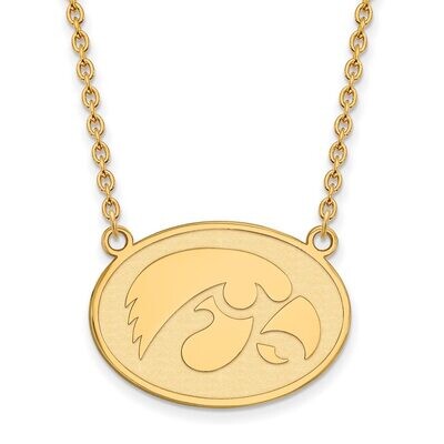 University of Iowa Large Pendant with Chain Necklace Gold-plated Silver GP057UIA-18, MPN: GP057UIA-…