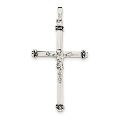 Textured Hollow Crucifix Pendant Sterling Silver Polished QC8282, MPN: QC8282, 191101362415
