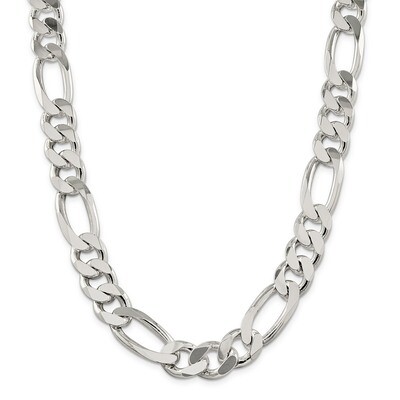 28 Inch 15mm Figaro Chain Sterling Silver QFG400-28, MPN: QFG400-28, 883957237237