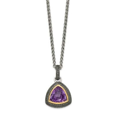 Accent Amethyst Necklace Sterling Silver with 14k Gold QTC1562, MPN: QTC1562, 883957619965