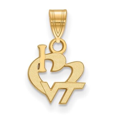 Virginia Tech Small I love Logo Pendant Gold-plated Silver GP013VTE, MPN: GP013VTE, 886774916712