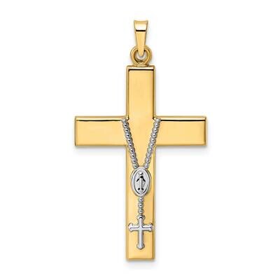 Hollow Rosary Cross Pendant 14k Two-Tone Gold Polished XR2055, MPN: XR2055, 196904147382