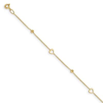 Diamond-cut Hearts with 1 inch extender Anklet 14k Gold Polished  ANK304-10, MPN: ANK304-10, 883957…