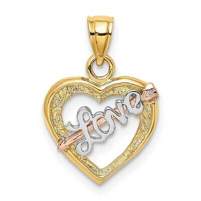 Rh Love Arrow Charm 14k Yellow &amp; Rose Gold K8960, MPN: K8960, 637218021116