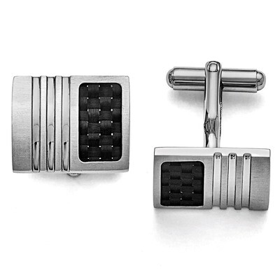 Black Carbon Fiber Cufflinks - Stainless Steel SRC113 by Chisel, MPN: SRC113, 883957747095