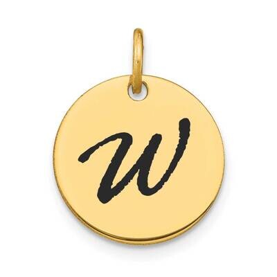 Letter W Black Epoxy Initial Disk Charm 14k Gold Polished YC1436W, MPN: YC1436W, 196904084984