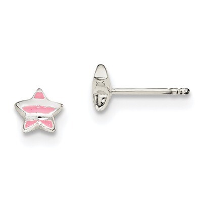 Children&#39;S Enameled Star Post Earrings Sterling Silver QE11312, MPN: QE11312, 191101470226