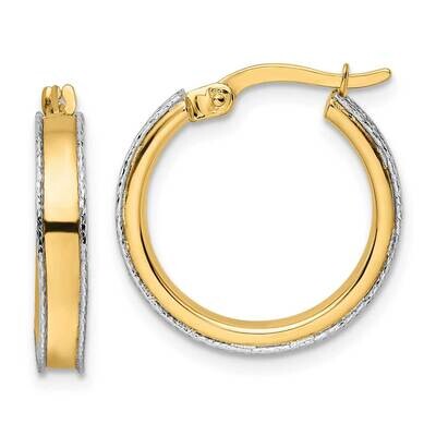 Diamond-Cut Edge 3x19mm Round Hoop Earrings 14k Two-Tone Gold TF2034, MPN: TF2034, 883957987620