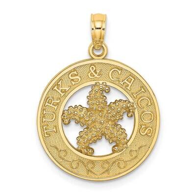 Turks Caicos Round Frame with Starfish Charm 14k Gold K7818, MPN: K7818, 637218040377
