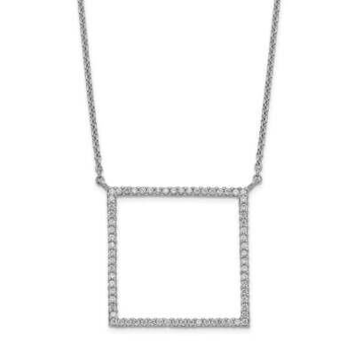 Square Necklace Sterling Silver CZ Diamond QG5510-18, MPN: QG5510-18, 886774093949