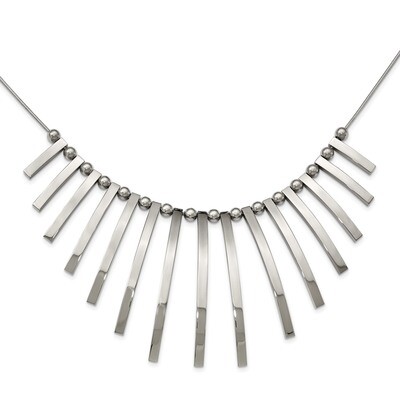 Bars and Beads with 2 Inch Extender Necklace Stainless Steel Polished SRN2212-19 by Chisel, MPN: SR…