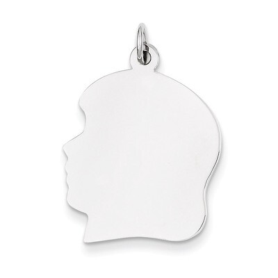 Plain Large Facing Left Engravable Girl Charm 14k White Gold XWM68/13, MPN: XWM68/13, 883957423029