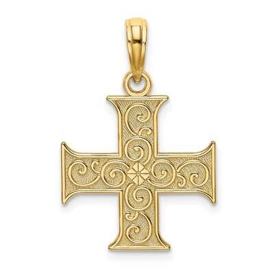 Greek Cross with Swirl Design Charm 14k Gold K8444, MPN: K8444, 637218138623