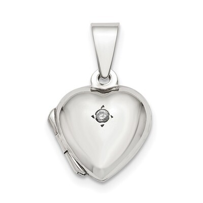 CZ Diamond Heart Locket Sterling Silver QLS827, MPN: QLS827, 886774117737
