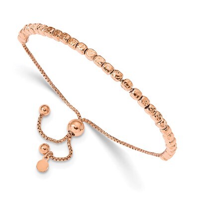 Leslie&#39;s Textured Beaded Bolo Adj. Bracelet Sterling Silver Rose Gold Plated HB-QLF1067, MPN: QLF10…