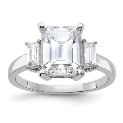 3 7/8ct. Three Stone G H I True Light Moissanite Engagement Ring 14k White Gold RM4449E-380-WMT, MP…