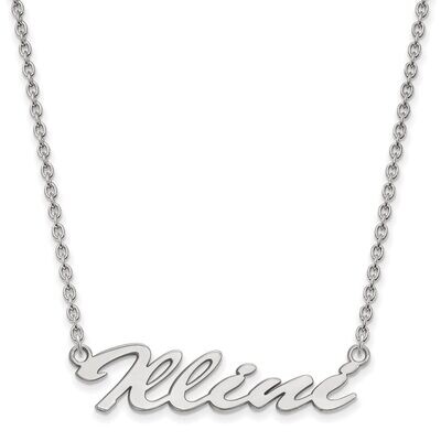 University of Illinois Medium Pendant with Chain Necklace Sterling Silver SS068UIL-18, MPN: SS068UI…