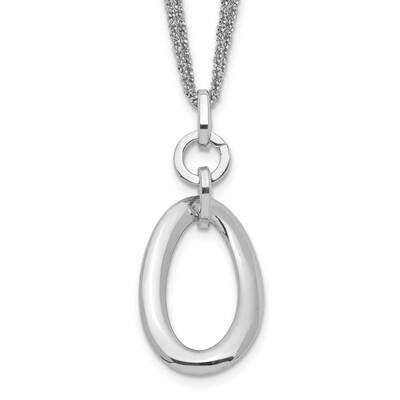 Multi-Strand Oval with 1.5 Inch Extender Necklace 15.5 Inch Sterling Silver Rhodium-Plated QG5437-1…