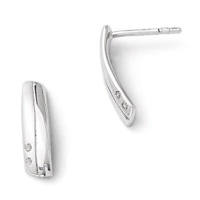 Satin &amp; Polished .02ct. Diamond Earrings Sterling Silver QW178, MPN: QW178, 883957314846