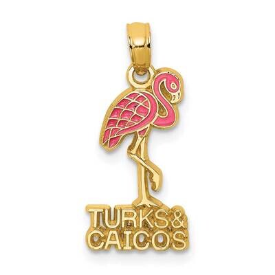 Turks Caicos Under Pink Flamingo Charm 14k Gold Enamel K6962, MPN: K6962, 637218133055