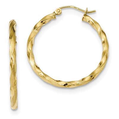 Polished &amp; Satin Twisted Hoop Earrings 10k Gold 10TC402, MPN: 10TC402, 191101344350