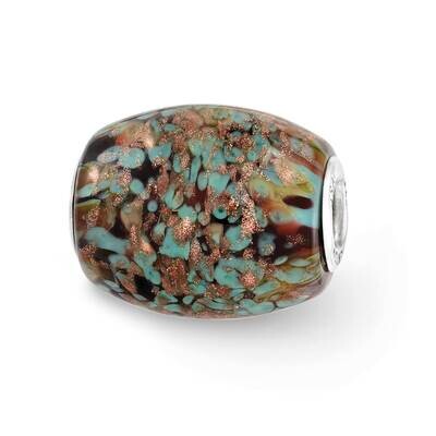 Multi-color Glitter Desert Sunset Fenton Glass Bead Sterling Silver QRS3642, MPN: QRS3642, 19727647…