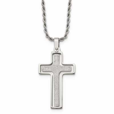 Laser Cut Cross Pendant Necklace Stainless Steel Polished SRN722-22 by Chisel, MPN: SRN722-22, 8839…