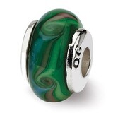 Green Hand-blown Glass Bead - Sterling Silver QRS893, MPN: QRS893, 883957728995