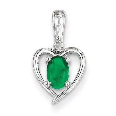Emerald Diamond Pendant 14k White Gold Genuine XBS458, MPN: XBS458, 883957413938