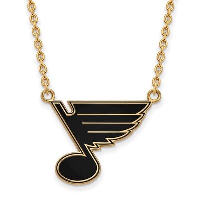 Saint Louis Blues Large Enamel Pendant with Chain Necklace Gold-plated Silver GP030BLE-18, MPN: GP0…