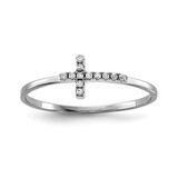 CZ Diamond Side Cross Polished Ring Sterling Silver Rhodium-plated QR6581, MPN: QR6581, 191101176906