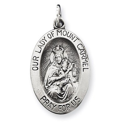 Our Lady of Mt.Carmel Medal Antiqued Sterling Silver QC5574, MPN: QC5574, 191101183201