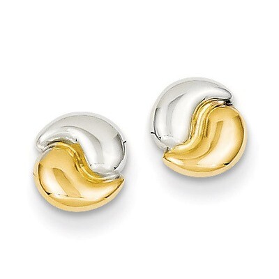 Fancy Post Earrings 14k Gold Polished &amp; Rhodium YE319, MPN: YE319, 191101635526