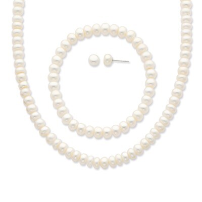 White 6-7mm Cultured Pearl Set Sterling Silver QH4878SET, MPN: QH4878SET, 886774272337