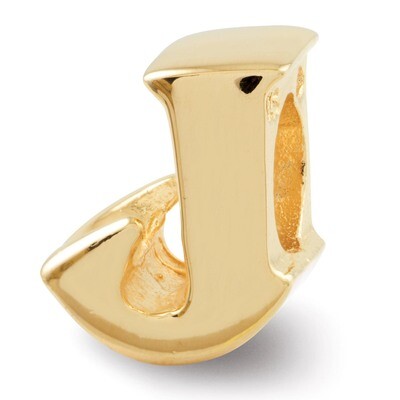 Gold-plated Letter J Bead - Sterling Silver QRS468JGP, MPN: QRS468JGP, 886774992099