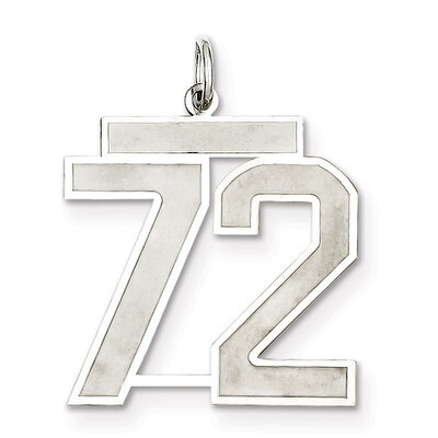 Pendant Number 72 Satin Sterling Silver Large QPP72, MPN: QPP72, 191101282119