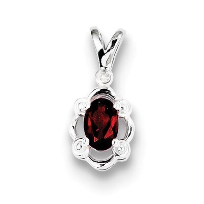 Garnet &amp; Diamond &amp; Diamond January Pendant Sterling Silver QBPD21JAN, MPN: QBPD21JAN, 883957488028