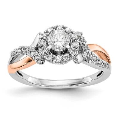 14Ktt Si1/Si2, G H I, Peg Set Halo Semi-Mount Engagement Ring Lab Grown Diamond RM2172E-024-RWLG, M…