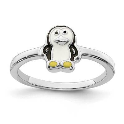 Childs Enameled Penguin Ring Sterling Silver Rhodium-plated QR6819, MPN: QR6819, 883957954660