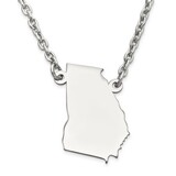 Georgia  State Pendant Necklace with Chain 14k White Gold Engravable XNA706W-GA, MPN: XNA706W-GA, 8…