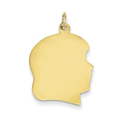 Plain Large .018 Gauge Facing Right Engravable Girl Head Charm 10k Gold 10XM117/18, MPN: 10XM117/18…