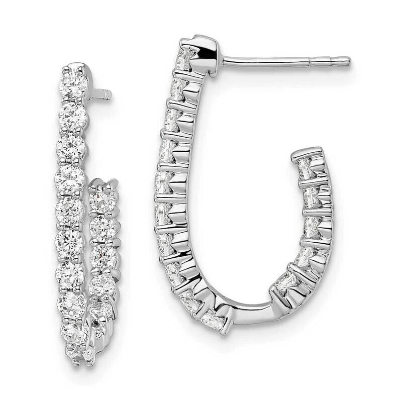 Si1/Si2, G H I, In and Out J-Hoop Earrings 14k White Gold Lab Grown Diamond EM9121-100-WLG, MPN: EM…