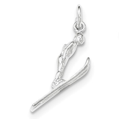 Polished 3-D Skier Pendant Sterling Silver QC8849