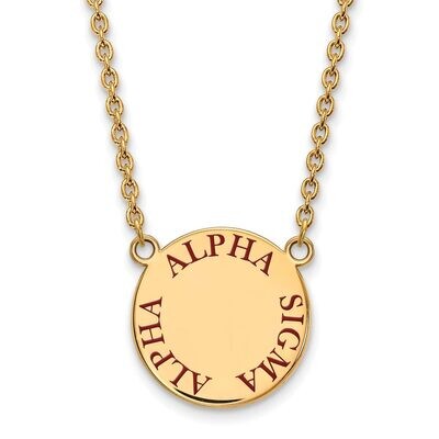 Alpha Sigma Alpha Small Enameled Pendant with 18 Inch Chain Gold-plated Silver GP015ASI-18, MPN: GP…