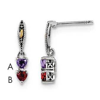 Mother&#39;s Earrings Sterling Silver &amp; 14k Two-stone Gold QME16/2SY, MPN: QME16/2SY,