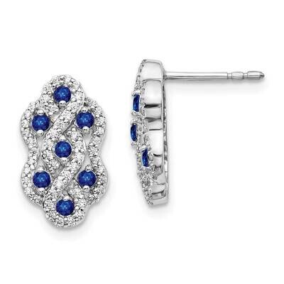 Sapphire Fancy Earrings 14k White Gold Diamond EM3845-SA-035-WA, MPN: EM3845-SA-035-WA, 191101836114