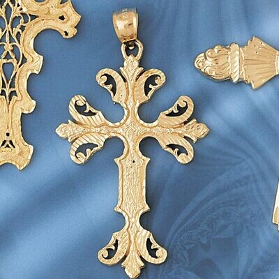 Dazzlers Jewelry Cross Pendant Necklace Charm Bracelet in Yellow, White or Rose Gold 8053, MPN: DZ-…