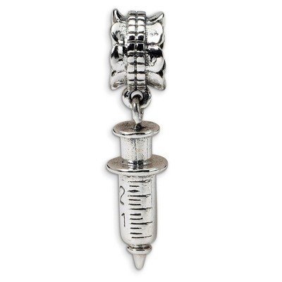 Syringe Dangle Bead - Sterling Silver QRS1385, MPN: QRS1385, 883957303451